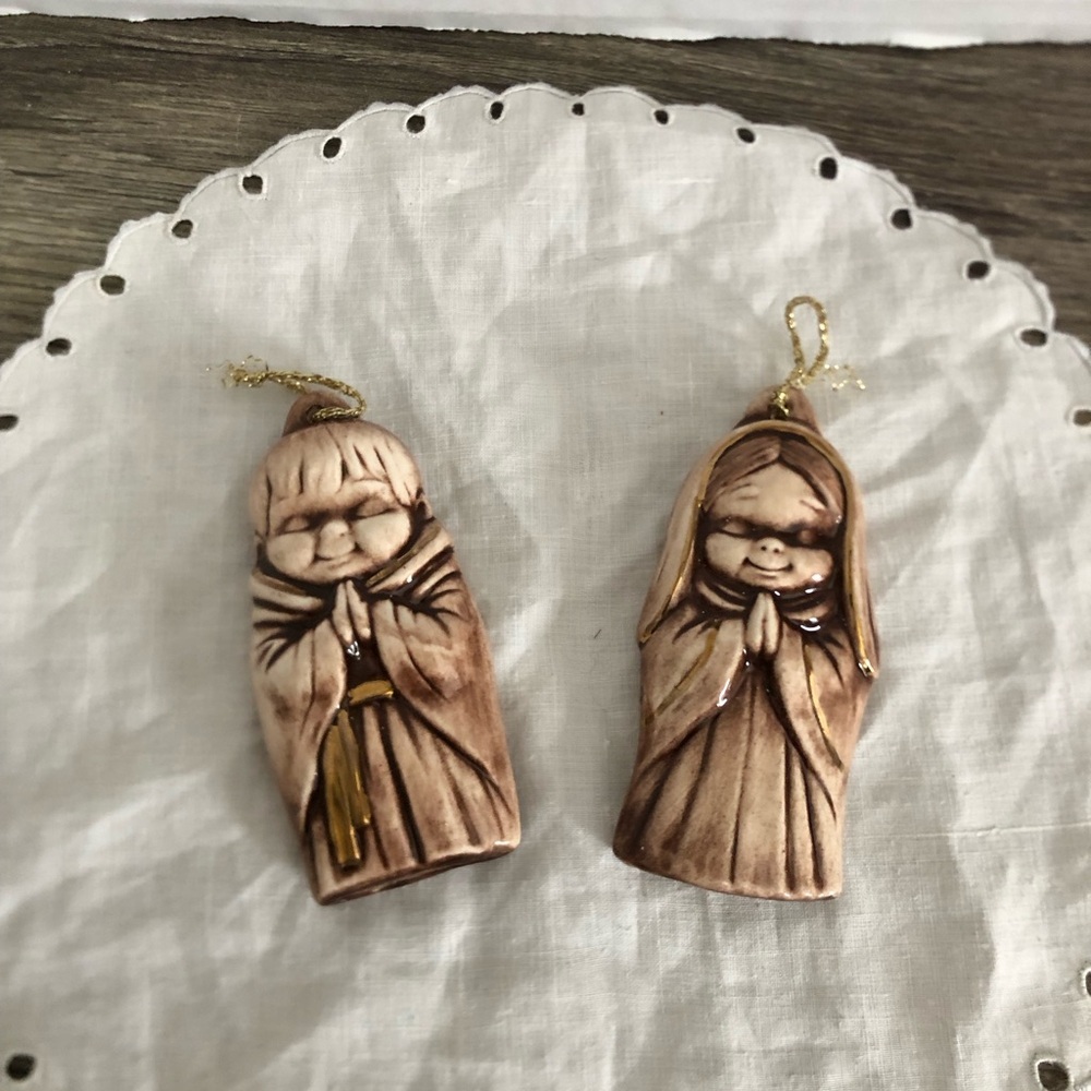 Vtg MCM Mary and Joseph Ornaments